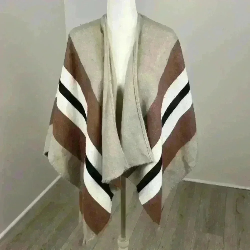 Dynamite Striped Poncho Sweater OS